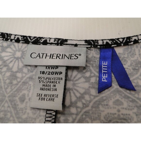 Catherines Womens Tank Top Black & White Petite 1x 18/20WP - Picture 7 of 8